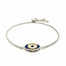 Sterling Silver Adjustable Two Toned Enameled Evil Eye Friendship Bracelet | - Forever in Harmony