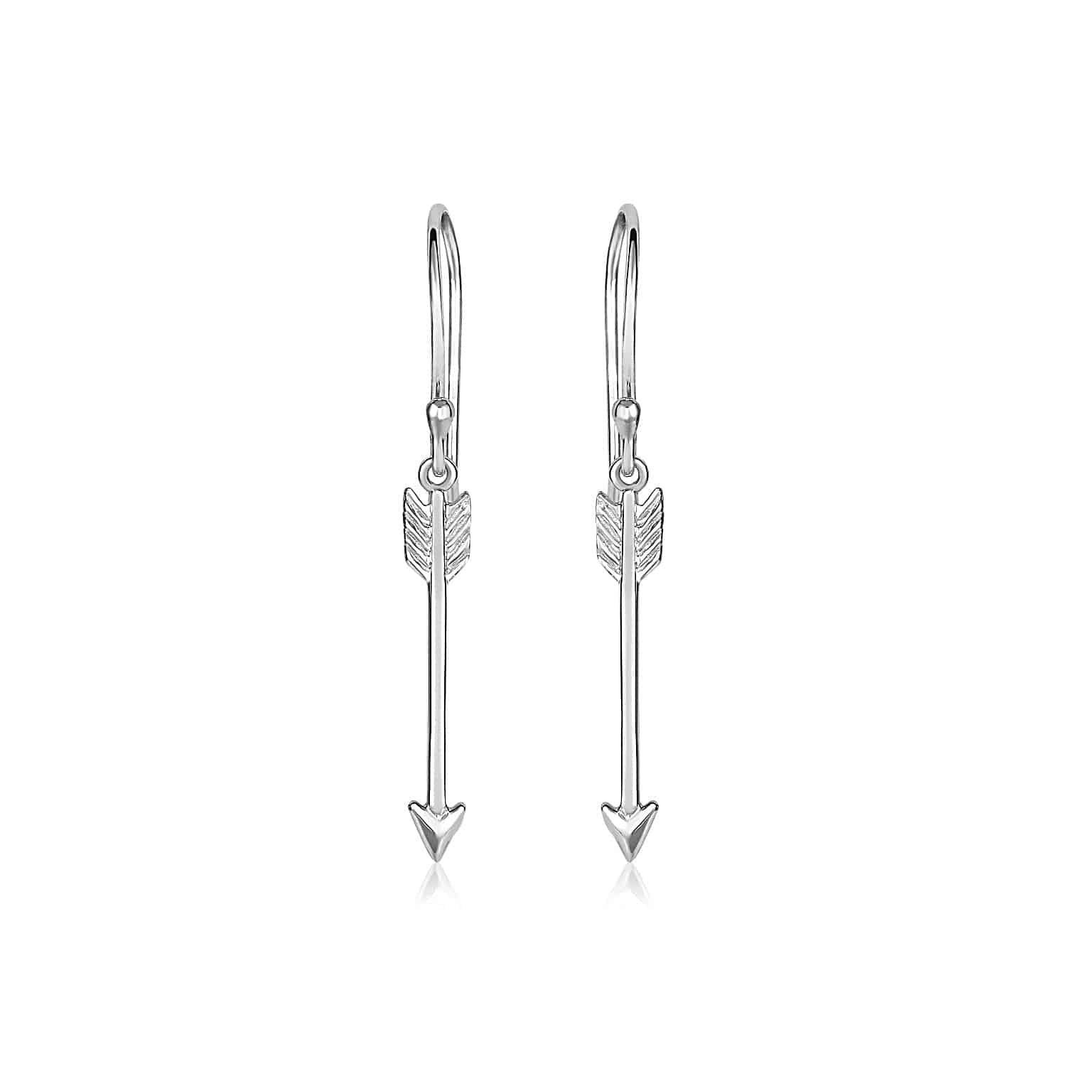 Sterling Silver Polished and Textured Arrow Earrings