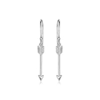 Sterling Silver Polished and Textured Arrow Earrings