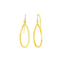 14k Yellow Gold Earrings with Polished Open Teardrop Dangles