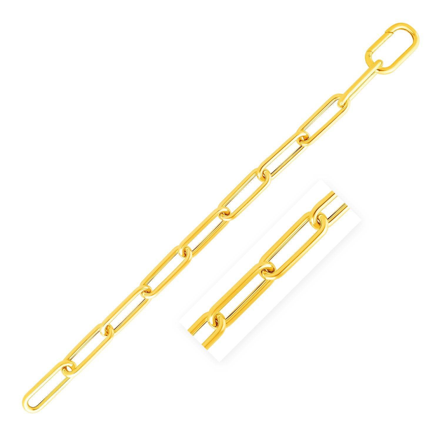 14k Yellow Gold Rounded Paperclip Chain Necklace |