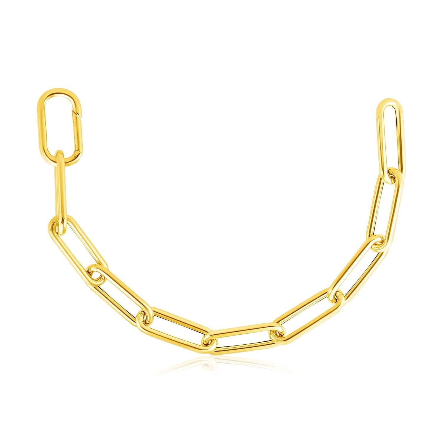 14k Yellow Gold Rounded Paperclip Chain Necklace |