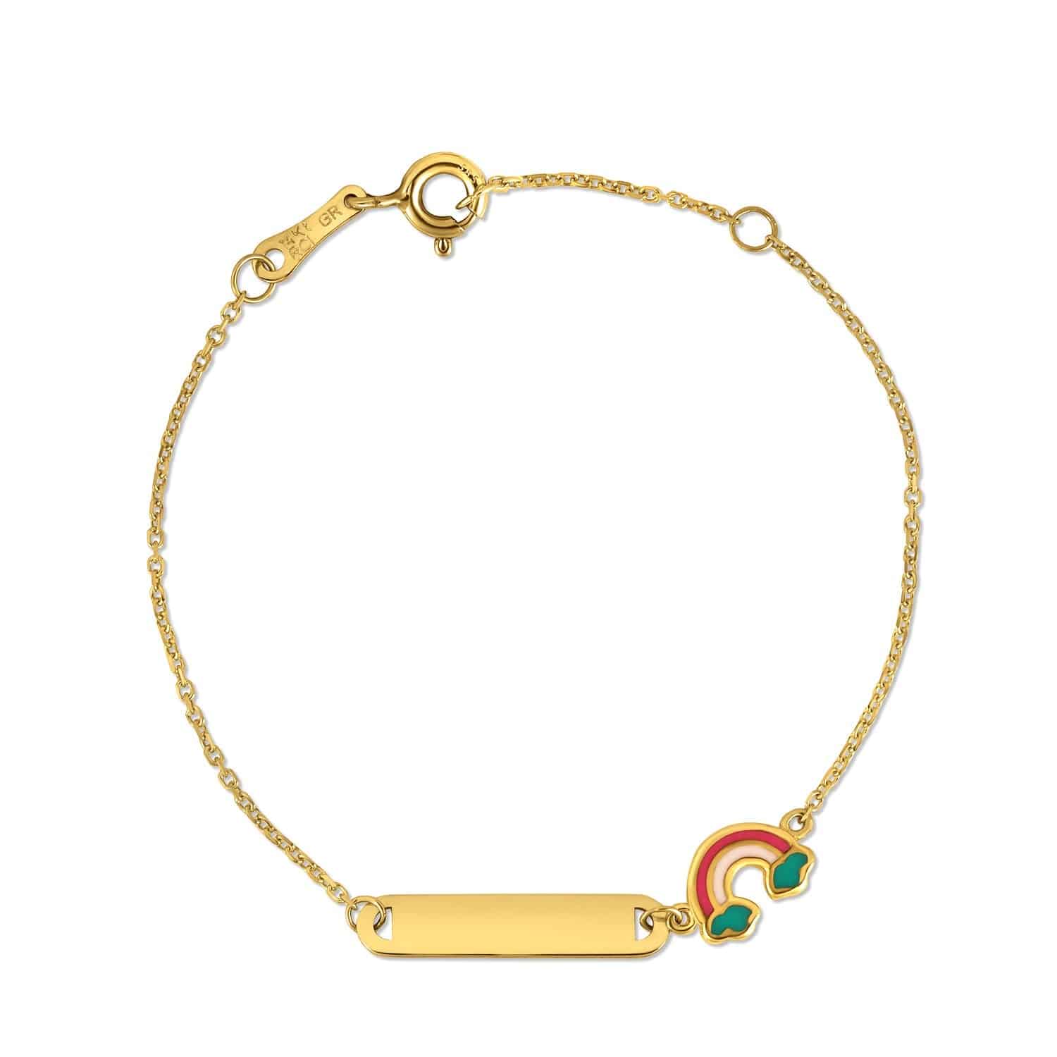 14k Yellow Gold Rainbow Childrens Bracelet (1.00 mm) |