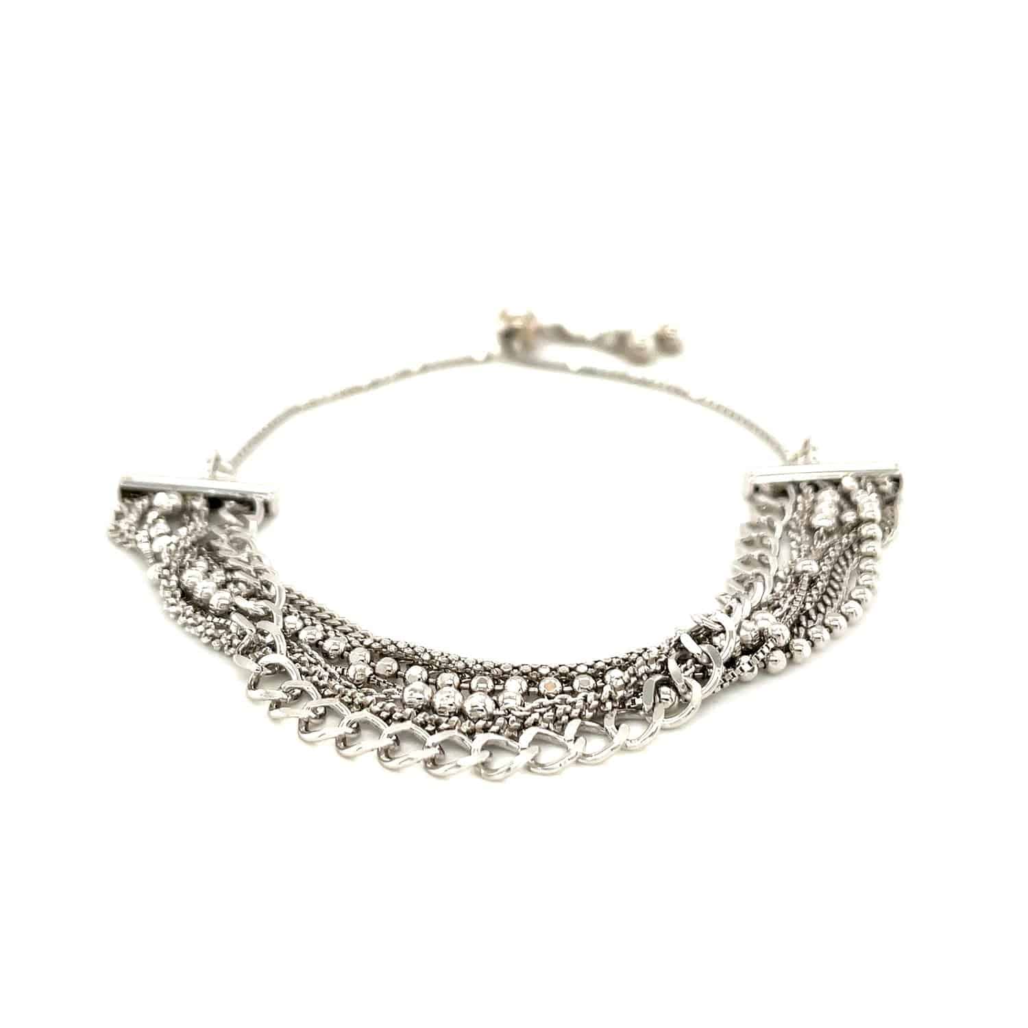 Adjustable Multi Chain Bracelet in Sterling Silver (15.00 mm) | 9.25''