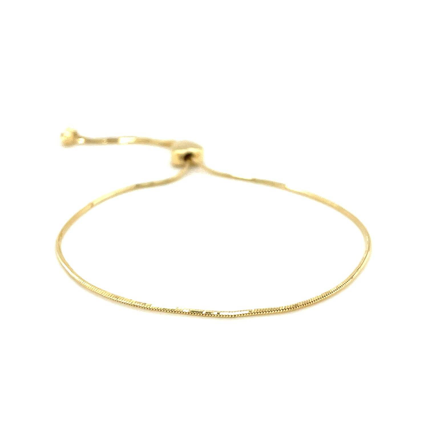 14k Yellow Gold Adjustable Lariat Style Heart Motif Bracelet (1.00 mm) |