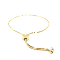 14k Yellow Gold Adjustable Lariat Style Heart Motif Bracelet (1.00 mm) | - Forever in Harmony