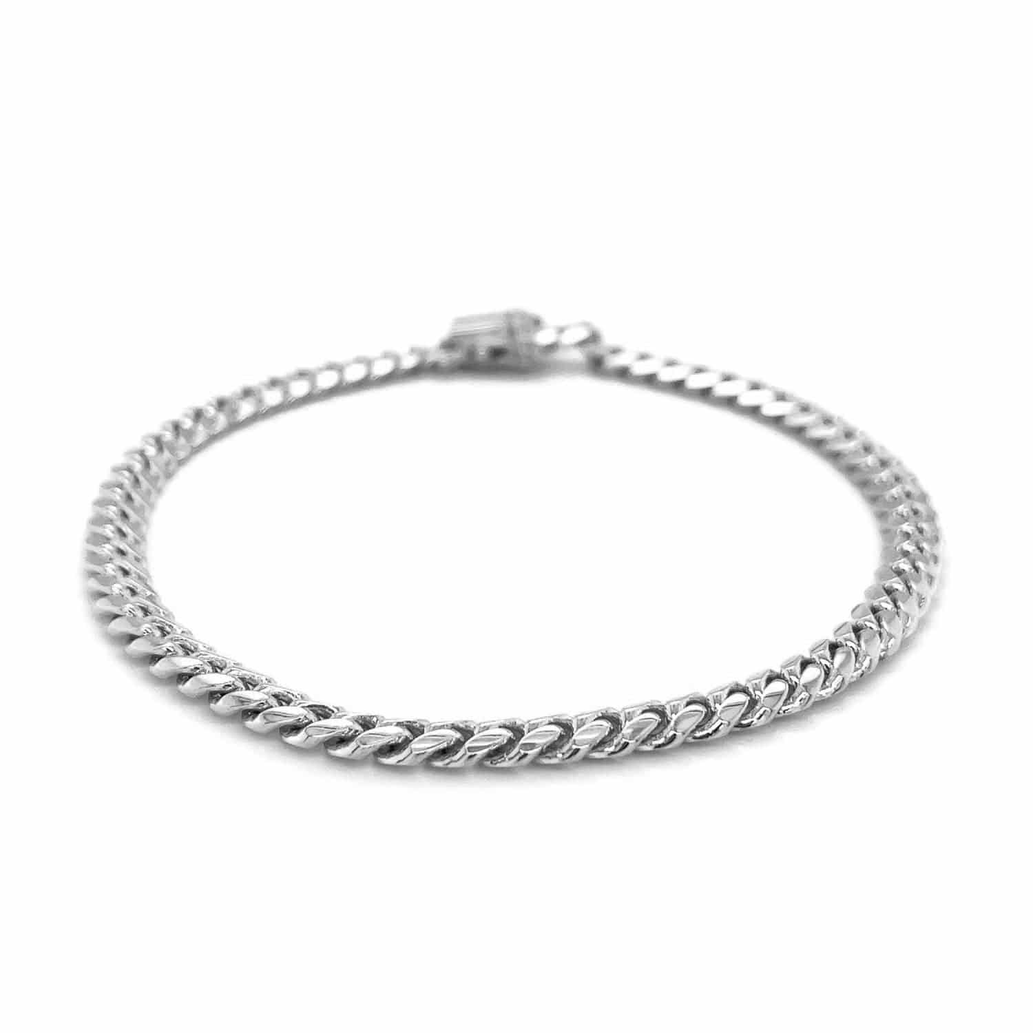 14k White Gold Classic Miami Cuban Solid Bracelet (5.00 mm) |