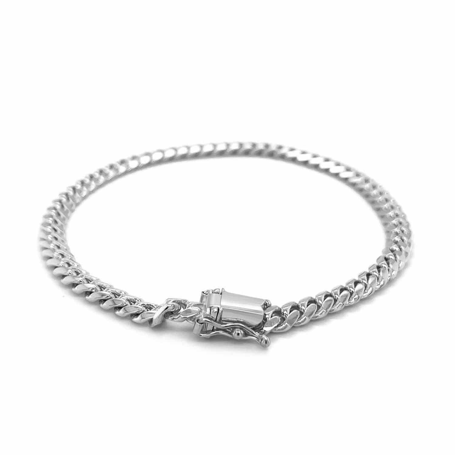 14k White Gold Classic Miami Cuban Solid Bracelet (5.00 mm) | - Forever in Harmony