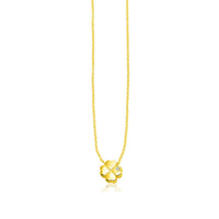 14k Yellow Gold Polished Four Leaf Clover Necklace with Diamond