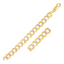 14k Two Tone Gold Pave Curb Bracelet (9.70 mm) | - Forever in Harmony