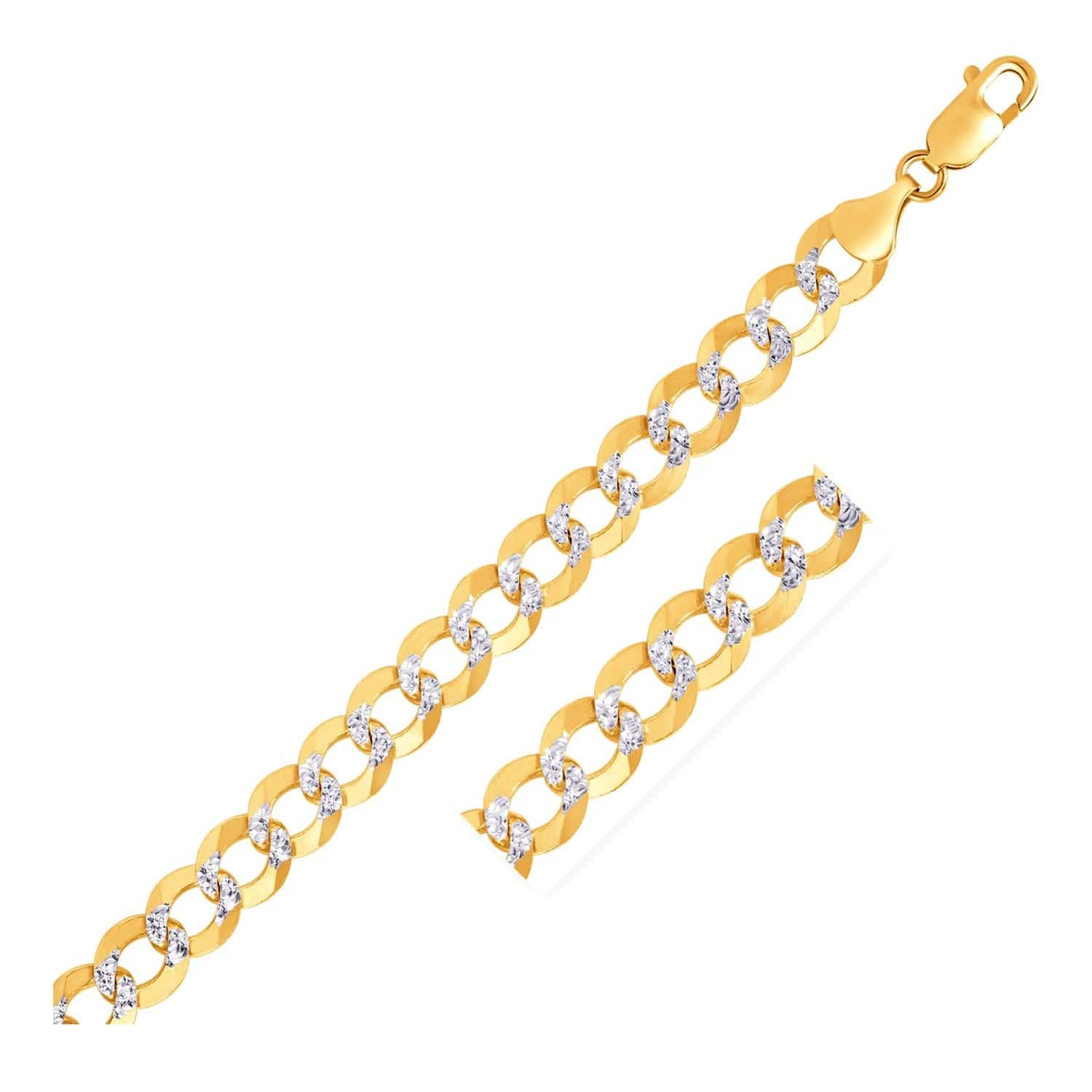 14k Two Tone Gold Pave Curb Bracelet (9.70 mm) |