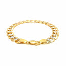 14k Two Tone Gold Pave Curb Bracelet (9.70 mm) | - Forever in Harmony