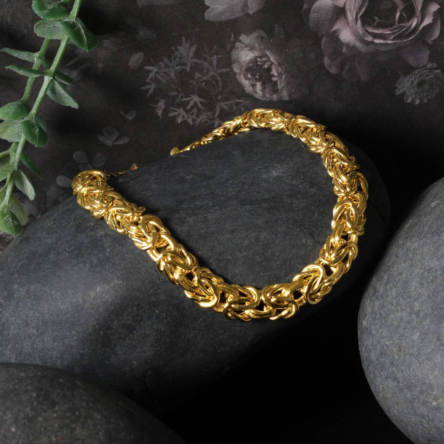 10k Yellow Gold Byzantine Design Chain Bracelet (7.00 mm) |