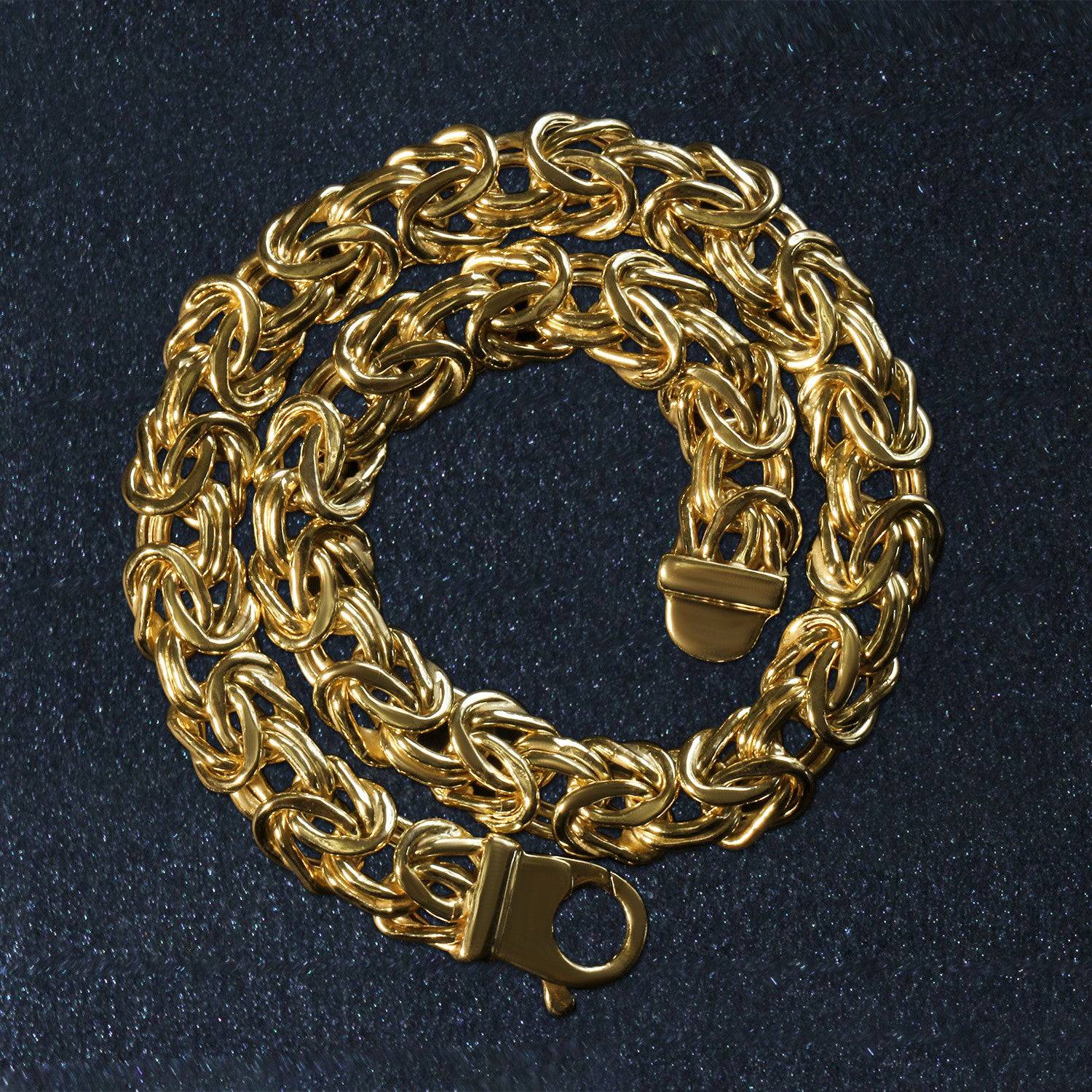 10k Yellow Gold Byzantine Design Chain Bracelet (7.00 mm) | - Forever in Harmony