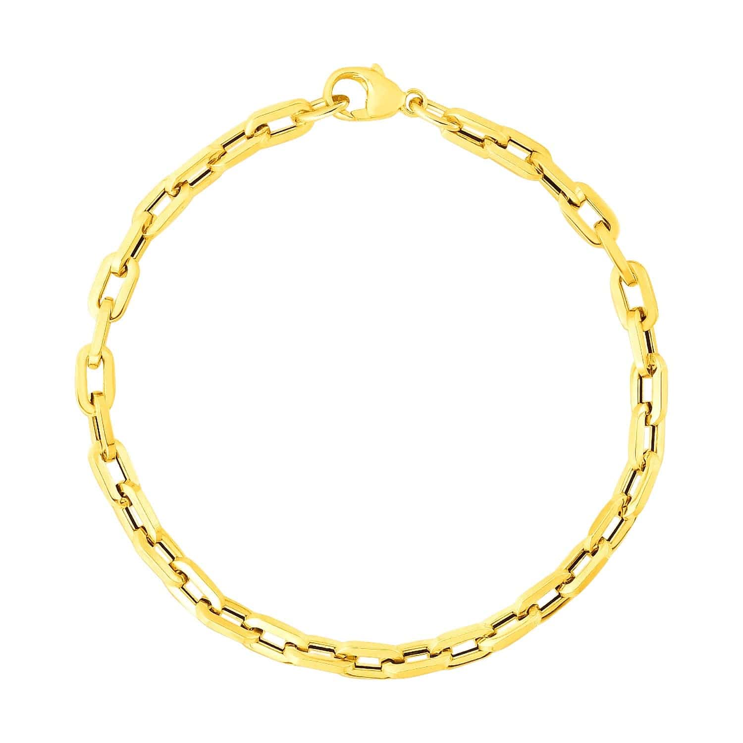 14k Yellow Gold Paperclip Chain Bracelet with Three Diamond Links (4.20 mm) | - Forever in Harmony