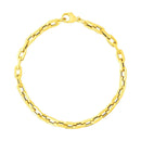 14k Yellow Gold Paperclip Chain Bracelet with Three Diamond Links (4.20 mm) | 7.5''