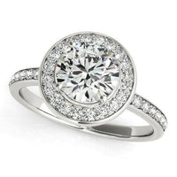 14k White Gold Round Halo Diamond Engagement Ring (1 1/2 cttw) - Forever in Harmony