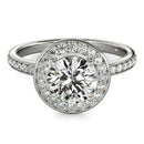 14k White Gold Round Halo Diamond Engagement Ring (1 1/2 cttw) - Forever in Harmony