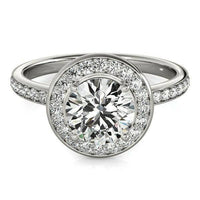 14k White Gold Round Halo Diamond Engagement Ring (1 1/2 cttw) - Forever in Harmony