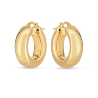 14k Yellow Gold Medium Puffy Hoops