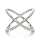 14k White Gold X Style Thin Ring with Diamonds (1/2 cttw) - Forever in Harmony