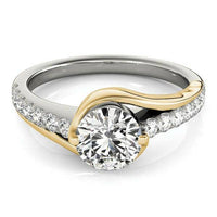 14k Two Tone Gold Split Shank Style Diamond Engagement Ring (1 1/4 cttw) - Forever in Harmony