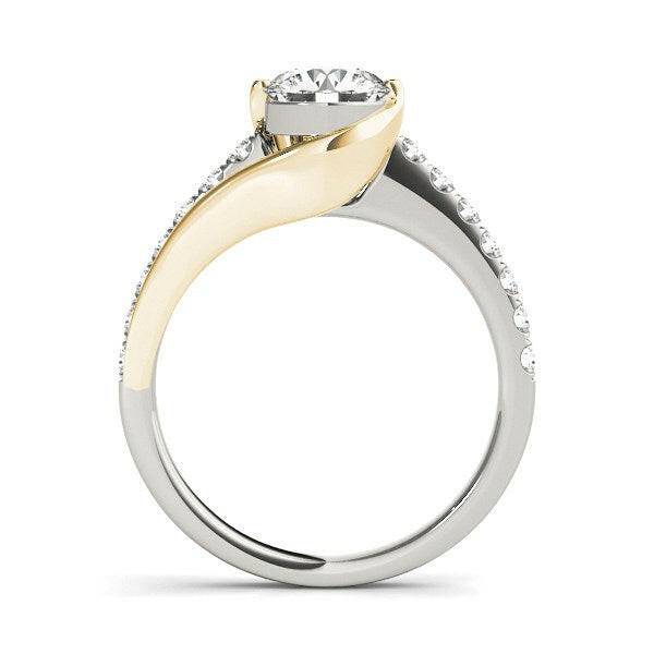 14k Two Tone Gold Split Shank Style Diamond Engagement Ring (1 1/4 cttw) - Forever in Harmony