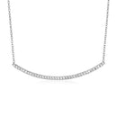 Sterling Silver Curved Bar Necklace with Cubic Zirconias