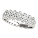 Diamond Studded Wide Multi-Diagonal Pattern Ring in 14k White Gold (5/8 cttw) - Forever in Harmony