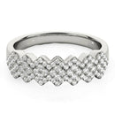 Diamond Studded Wide Multi-Diagonal Pattern Ring in 14k White Gold (5/8 cttw) - Forever in Harmony