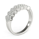 Diamond Studded Wide Multi-Diagonal Pattern Ring in 14k White Gold (5/8 cttw) - Forever in Harmony