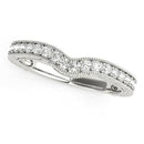 14k White Gold Bead Border Curved Diamond Wedding Band (1/4 cttw) - Forever in Harmony