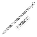 Sterling Silver Gunmetal Finish Cuban Link Bracelet with Floral Design(11.50 mm) | - Forever in Harmony