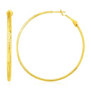 14k Yellow Gold Large Textured Round Hoop Earrings - Forever in Harmony