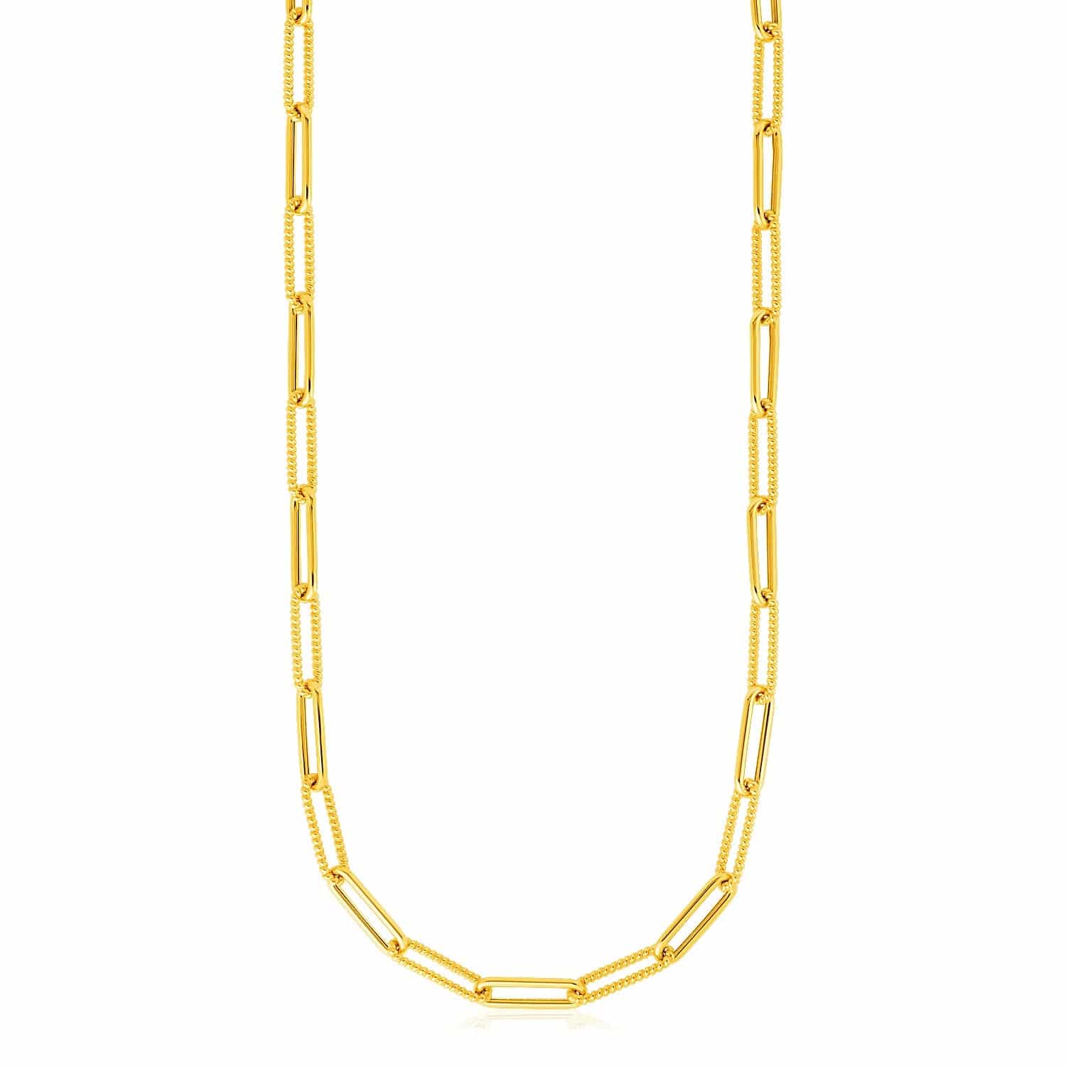 14k Yellow Gold Textured Paperclip Chain (3.5 mm)