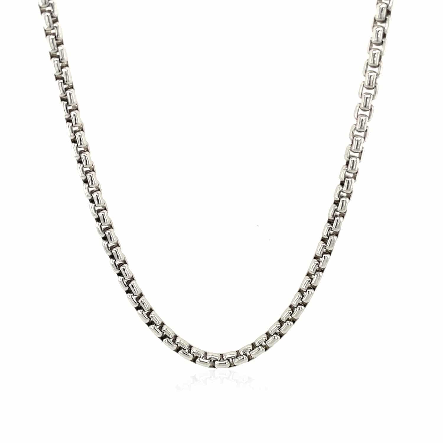 Sterling Silver Rhodium Plated Round Box Chain (3.00 mm) |