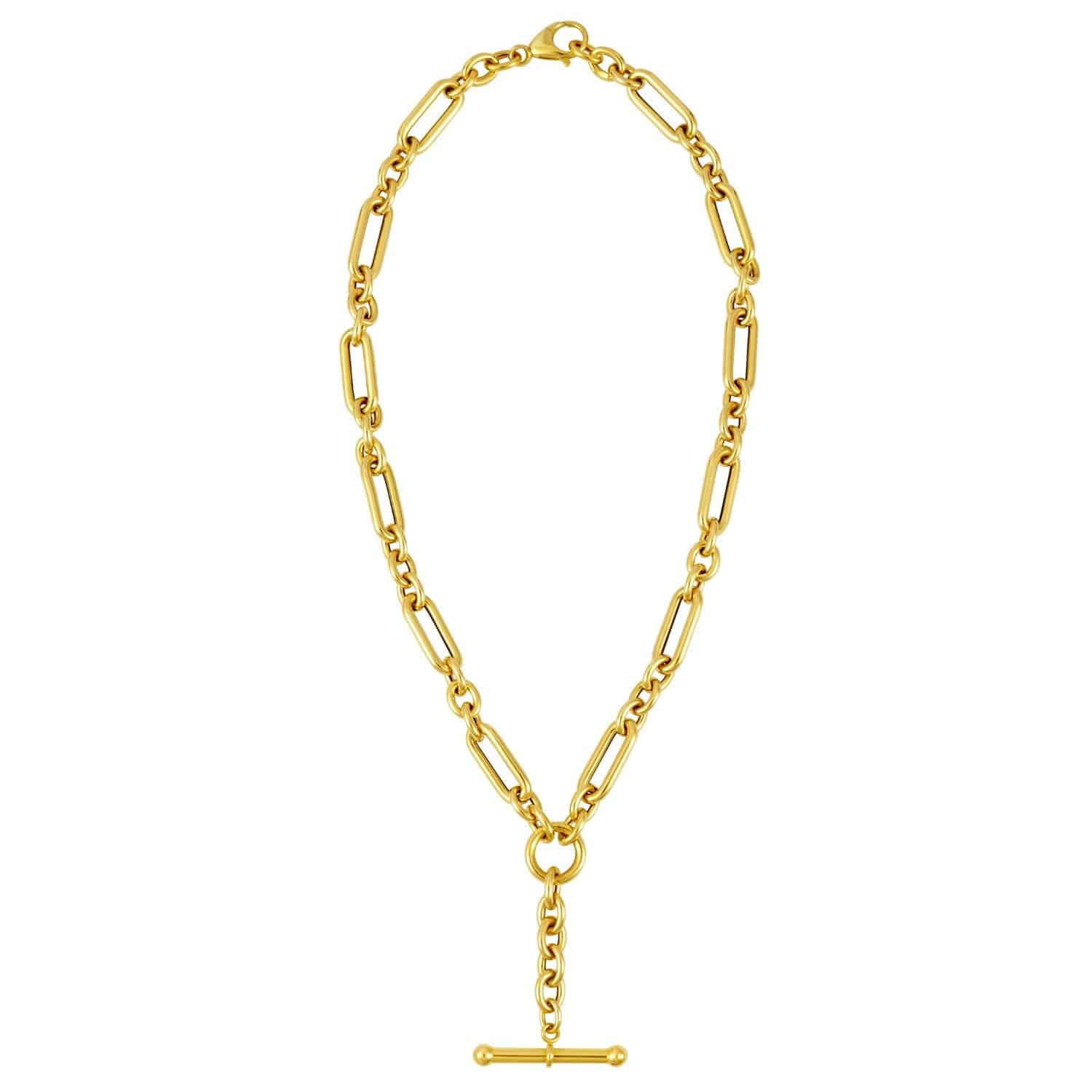 Toggle Necklace with Alternating Chain in 14K Yellow Gold