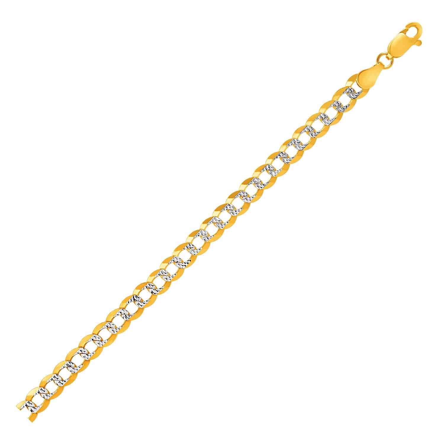 14k Two Tone Gold Pave Curb Bracelet (5.70 mm) |