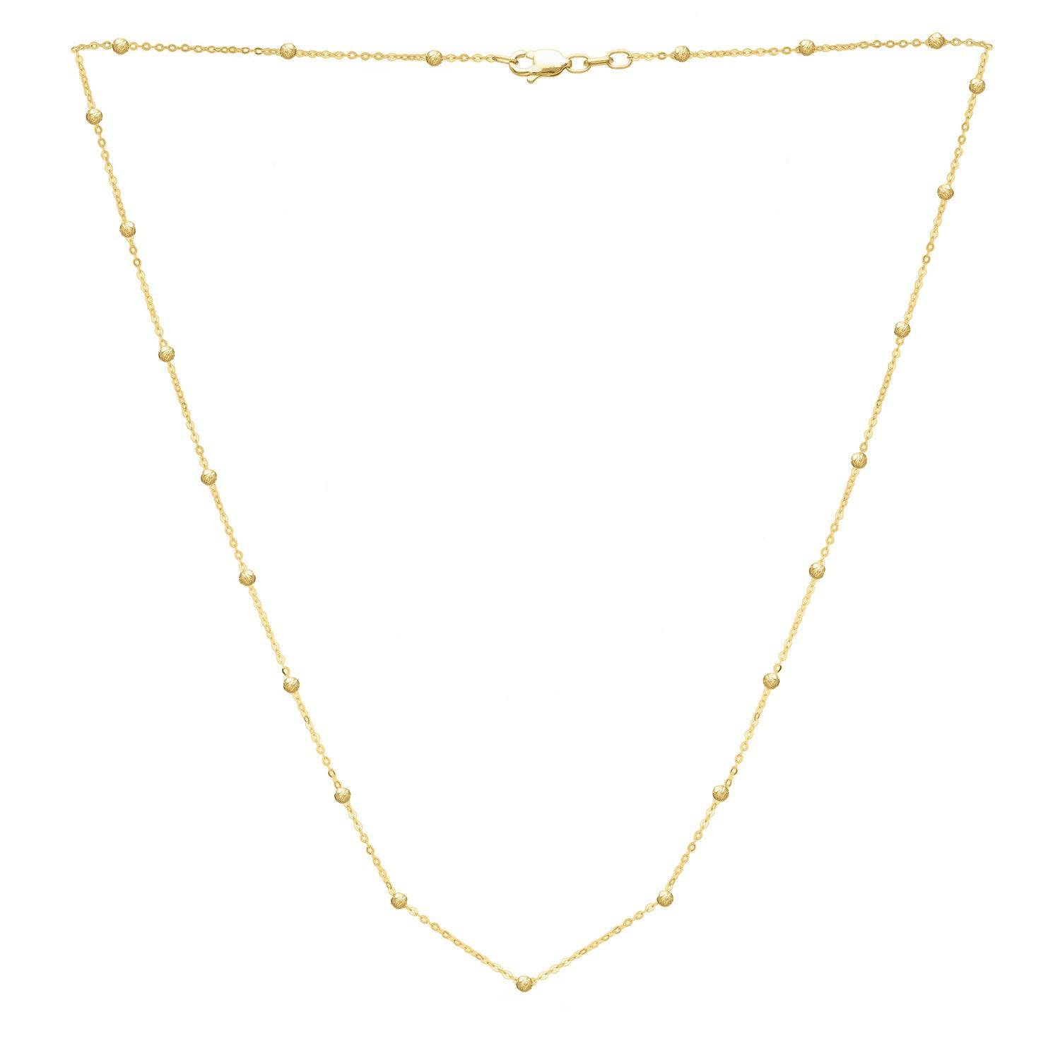 Textured Saturn Bead Necklace in 14K Yellow Gold