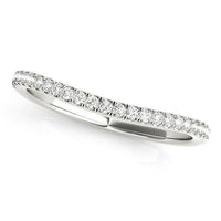 14k White Gold Pave Setting Style Curved Wedding Band (1/10 cttw) - Forever in Harmony