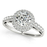 14k White Gold Halo Style Diamond Engagement Pave Shank Ring (1 1/2 cttw) - Forever in Harmony