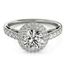 14k White Gold Halo Style Diamond Engagement Pave Shank Ring (1 1/2 cttw) - Forever in Harmony