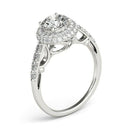 14k White Gold Halo Style Diamond Engagement Pave Shank Ring (1 1/2 cttw) - Forever in Harmony