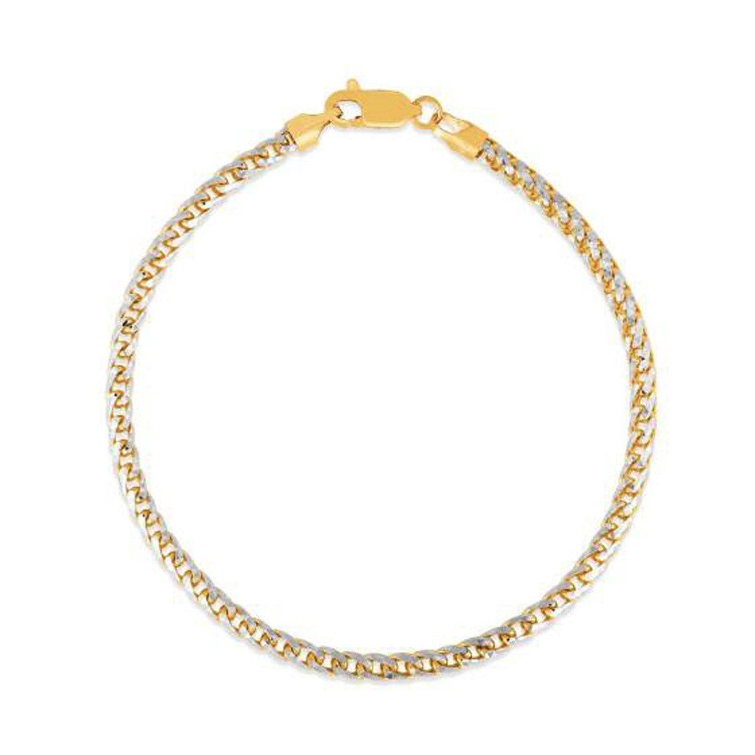 Round Pave Franco Chain Bracelet in 14k Yellow Gold  (3.15 mm) |