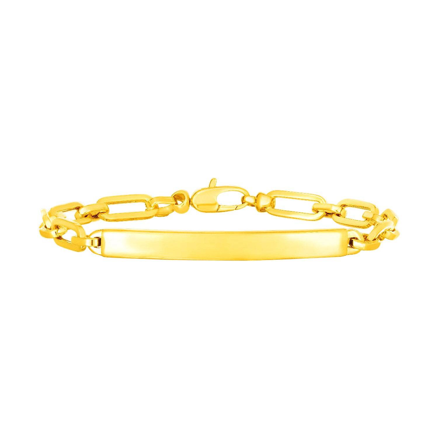 14K Yellow Gold Paperclip Chain ID Bracelet (4.80 mm) |