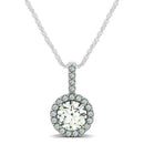 14k White Gold Diamond Halo Round Style Pendant (5/8 cttw) - Forever in Harmony