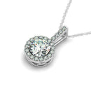 14k White Gold Diamond Halo Round Style Pendant (5/8 cttw) - Forever in Harmony