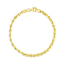 10k Yellow Gold Solid Diamond Cut Rope Bracelet (4.00 mm) | - Forever in Harmony