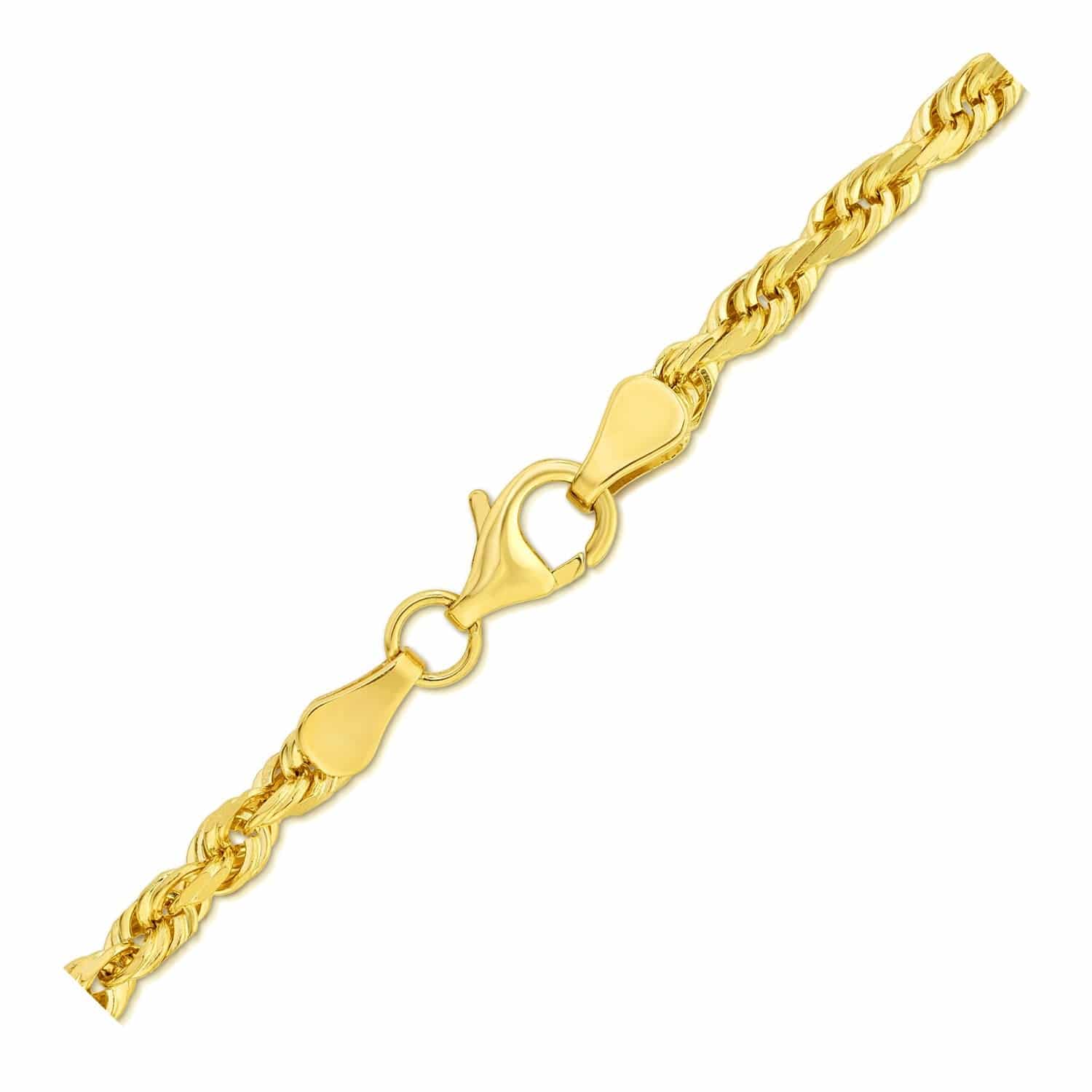 10k Yellow Gold Solid Diamond Cut Rope Bracelet (4.00 mm) | - Forever in Harmony