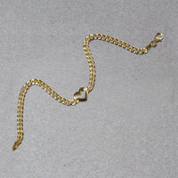 14k Yellow Gold 7 inch Curb Chain Bracelet with Heart (3.40 mm) | - Forever in Harmony